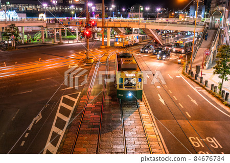 《Nagasaki Prefecture》 Night view of Nagasaki tram, near Nagasaki Station 84676784