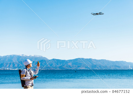 Workers operating drones 84677152