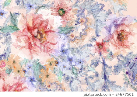Beautiful oil painting flower illustration Beautiful oil painting flower illustration 84677501