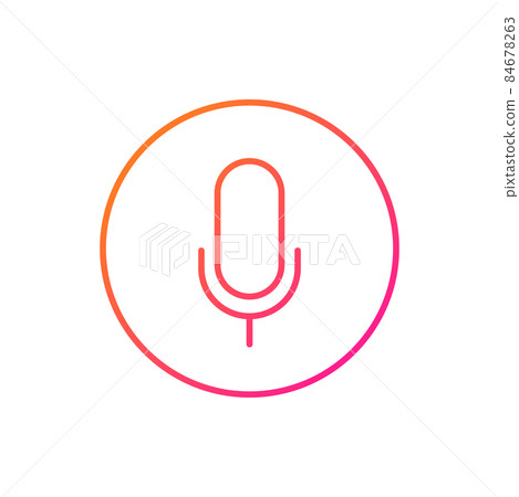 Microphone thin line icon, voice assistant and control sign isolated. Vector hi tech ai artificial intelligence speech recognition technology. Music and speech activation, sound on or off symbol 84678263