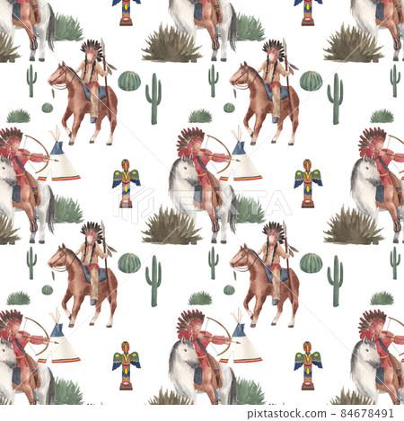 Native American Indian pattern watercolor Native American Indian pattern watercolor 84678491
