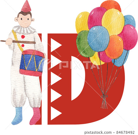 Colorful alphabet A-Z circus funfair and fairground watercolor 84678492