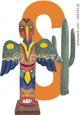 Native American Indian alphabet A-Z watercolor Native American Indian alphabet A-Z watercolor 84678516