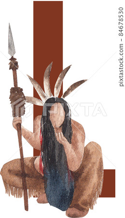 Native American Indian alphabet A-Z watercolor - Stock Illustration ...
