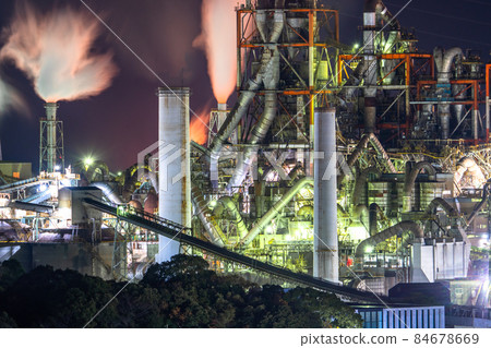 《Fukuoka Prefecture》 Kitakyushu factory night view, Kanda Town 84678669