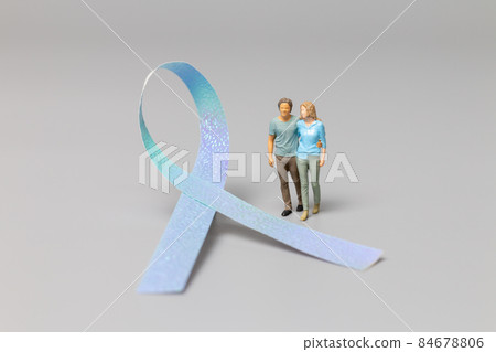 Couple standing in front a ribbons , World cancer day concept Couple standing in front a ribbons , World cancer day concept 84678806