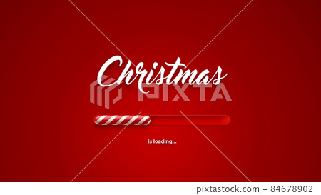 Christmas loading bar with candy cane, Xmas load or New Year countdown on vector red background. Winter holiday coming for Christmas greeting card or Xmas invitation and website download Christmas loading bar with candy cane, Xmas load or New Year countdown on vector red background. Winter holiday coming for Christmas greeting card or Xmas invitation and website download 84678902