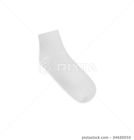 White short sock template, 3d realistic vector illustration isolated on white. White short sock template, 3d realistic vector illustration isolated on white. 84680050