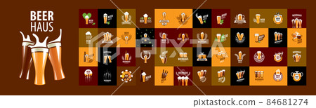A set of vector Beer logos on different colored... - Stock Illustration ...