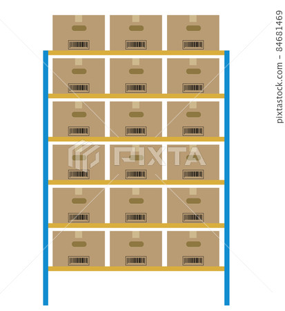 物流郵購物流圖像插圖紙板紙板和貨架貨架前 84681469