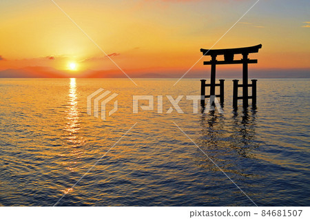 近江聖老村白須神社湖中的鳥居 近江聖老村白須神社湖中的鳥居 84681507