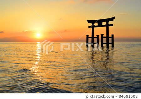 近江聖老村白須神社湖中的鳥居 近江聖老村白須神社湖中的鳥居 84681508
