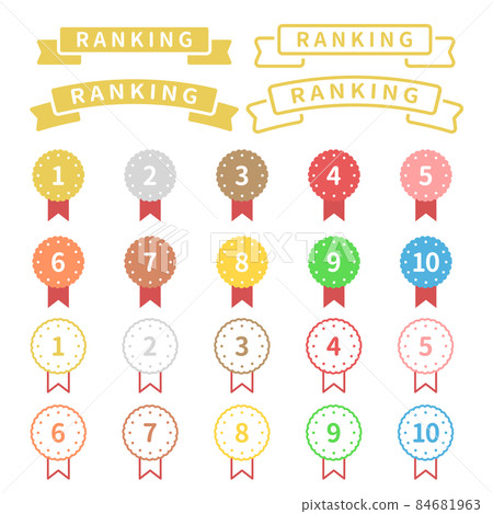 Flat ranking icon set (medals / colors) Flat ranking icon set (medals / colors) 84681963
