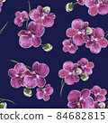 seamless pattern of pink exotic orchid flowers on a branch. 84682815