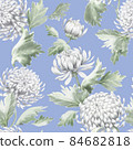 Seamless pattern of chrysanthemum. Blooming flowers with watercolour technique. 84682818