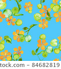 Seamless watercolour floral pattern green leaves and branches 84682819