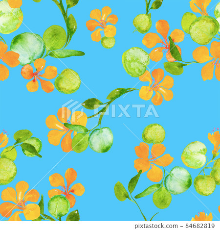 Seamless watercolour floral pattern green leaves and branches Seamless watercolour floral pattern green leaves and branches 84682819