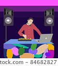 guy deejay mixing music for internet translation or streaming of radio live 84682827