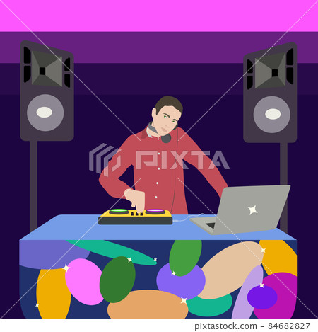 guy deejay mixing music for internet translation or streaming of radio live guy deejay mixing music for internet translation or streaming of radio live 84682827