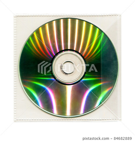 Scratched and dusty compact disk CD or DVD, isolated on a white background 84682889