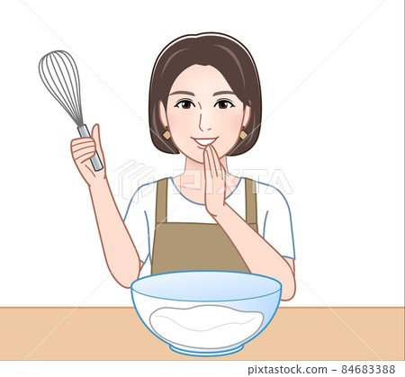 A woman wearing an apron 84683388