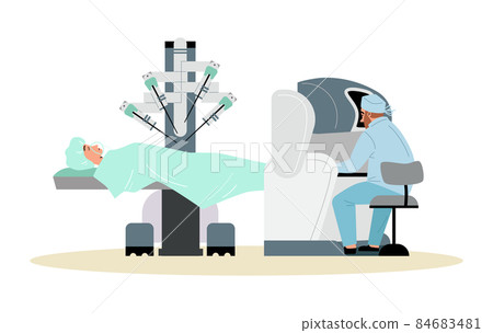 Robotic surgery and nanomedicine technology flat vector illustration isolated. Robotic surgery and nanomedicine technology flat vector illustration isolated. 84683481