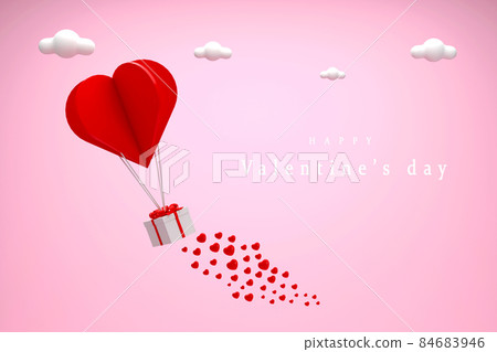 Gift boxes with heart balloon floating it the... - Stock Illustration ...