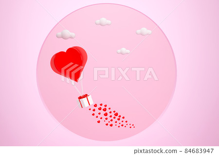 Gift boxes with heart balloon floating it the... - Stock Illustration ...