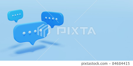 藍色語音氣泡的 3D 插圖來說話 84684415