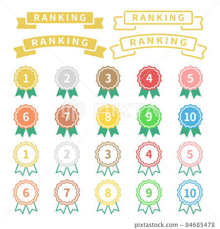 Flat ranking icon set (medals, full color) 84685478