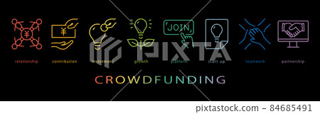 Crowdfunding neon color line icon Crowdfunding neon color line icon 84685491