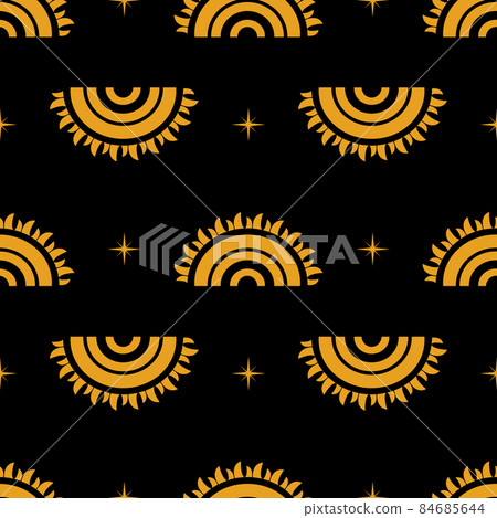 Moon, Sun and Stars. Seamless background. Vector illustration. Moon, Sun and Stars. Seamless background. Vector illustration. 84685644