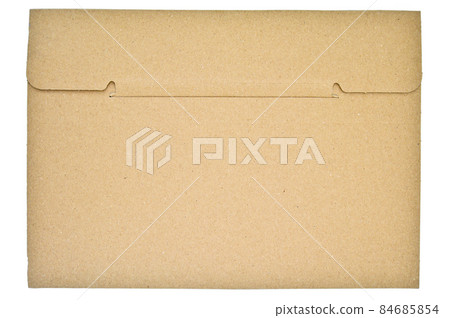 Brown and beige cardboard paper mail envelope on a white background 84685854