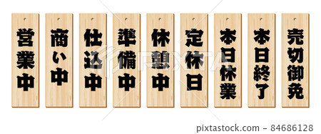 A wooden billboard that seems to be in front of an izakaya, a strip of paper 84686128