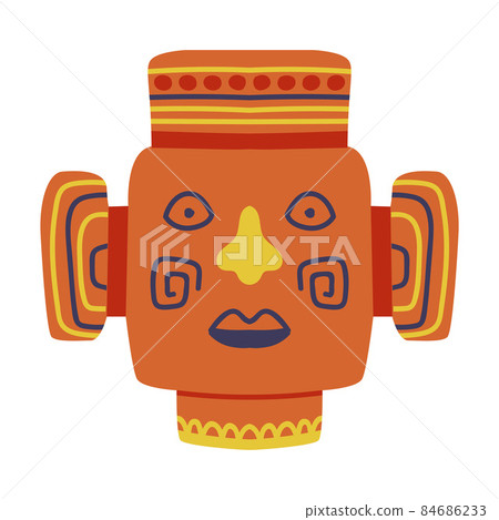 Wooden Carved Aztec Mask as Mexican Symbol Vector Illustration Wooden Carved Aztec Mask as Mexican Symbol Vector Illustration 84686233