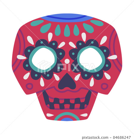 Ornamental Skull Day of Dead and Mexican Symbol Vector Illustration Ornamental Skull Day of Dead and Mexican Symbol Vector Illustration 84686247
