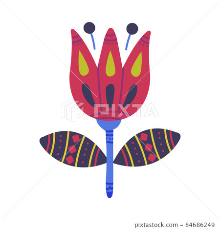 Ornamental Flower on Stem as Mexican Symbol Vector Illustration Ornamental Flower on Stem as Mexican Symbol Vector Illustration 84686249