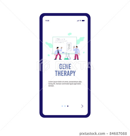 Gene therapy and genetic research onboarding page, flat vector illustration. 84687088