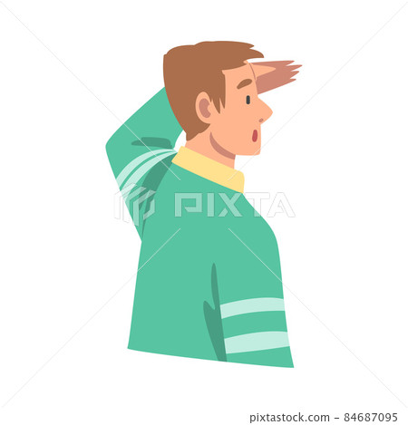 Looking Into Future Man Character with His Hand on Forehead Vector Illustration Looking Into Future Man Character with His Hand on Forehead Vector Illustration 84687095