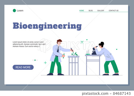 Bioengineering of genetically modified food website, flat vector illustration. 84687143