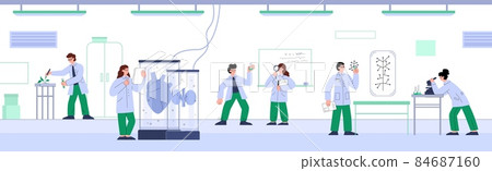 Bioengineering medical research laboratory with engineers, vector illustration. Bioengineering medical research laboratory with engineers, vector illustration. 84687160