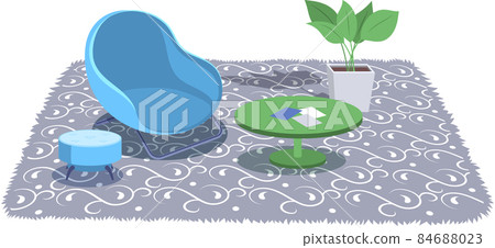 Modern cartoon living room with furniture, carpet and plants. Cozy interior with armchair and table Modern cartoon living room with furniture, carpet and plants. Cozy interior with armchair and table 84688023