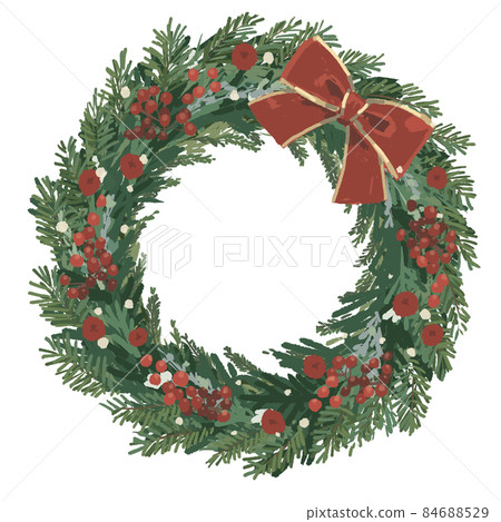 聖誕花環 紅絲帶花環 84688529