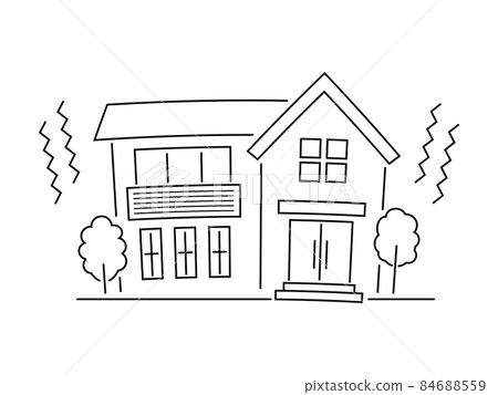 被地震擊中的房子的手寫矢量圖 84688559
