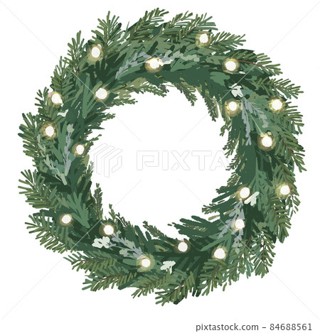 聖誕花環 植物花環與光 84688561