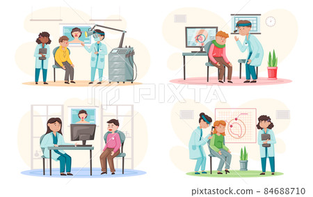 Otology doctor with patient. Otorhinolaryngology healthcare medicine or otolaryngology diseases Otology doctor with patient. Otorhinolaryngology healthcare medicine or otolaryngology diseases 84688710