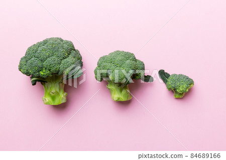 green fresh broccoli background close up on colored table. Vegetables for diet and healthy eating. Organic food green fresh broccoli background close up on colored table. Vegetables for diet and healthy eating. Organic food 84689166