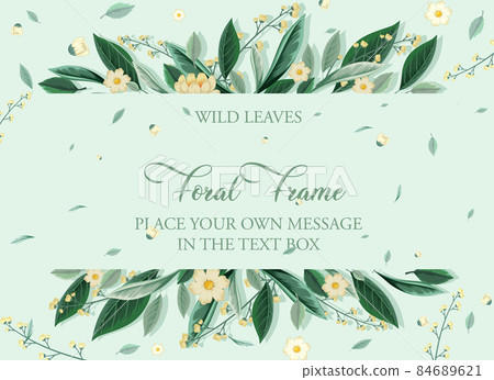 Horizontal card template with flowers and foliage - Stock Illustration ...