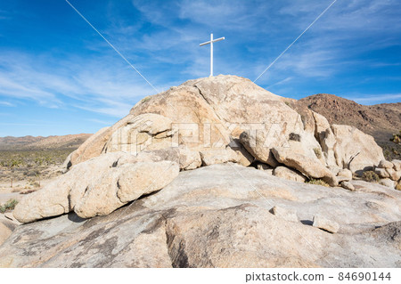 Mojave Cross in Mojave Desert in California. Mojave Cross in Mojave Desert in California. 84690144