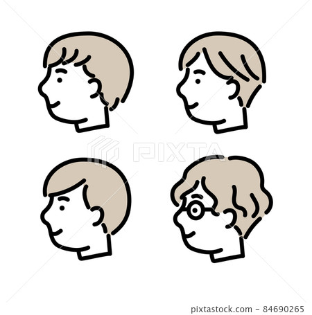 男性 20 多歲時尚配置文件簡單圖標集 84690265